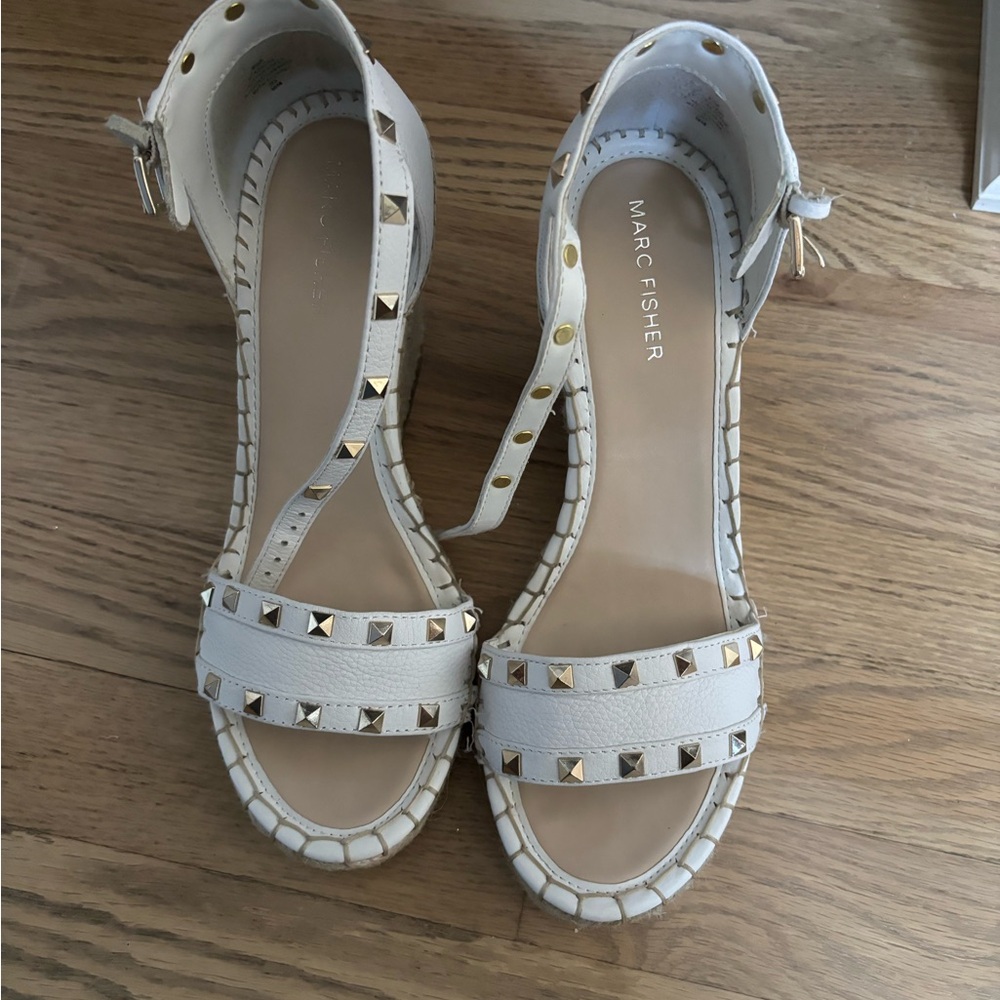 Marc Fisher Cream Studded Sandals